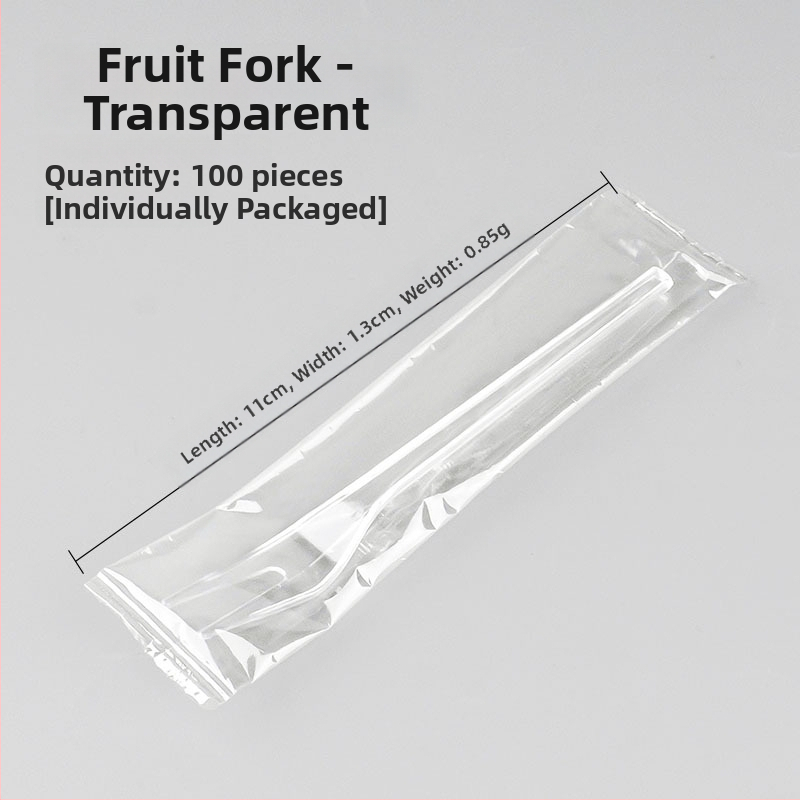 Furculiță de fructe de unică folosință, cu două dinți, stil occidental, din plastic, prietenoasă cu copiii, design modern minimalist.