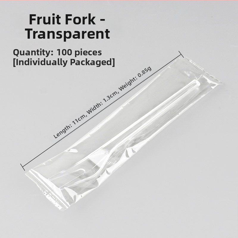 Furculiță de fructe de unică folosință, cu două dinți, stil occidental, din plastic, prietenoasă cu copiii, design modern minimalist.