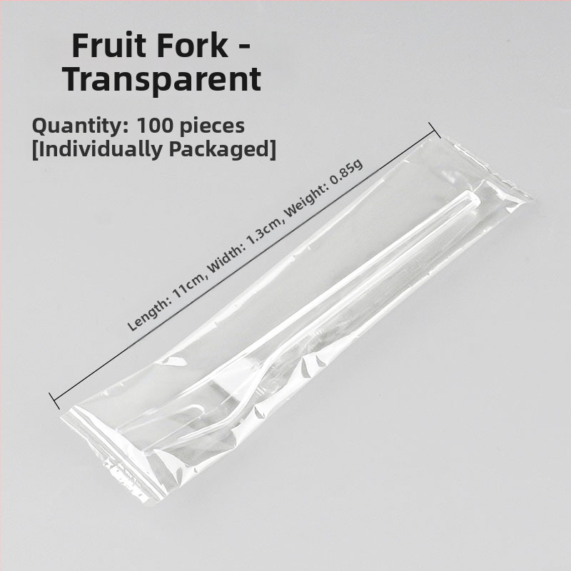 Furculiță de fructe de unică folosință, cu două dinți, stil occidental, din plastic, prietenoasă cu copiii, design modern minimalist.