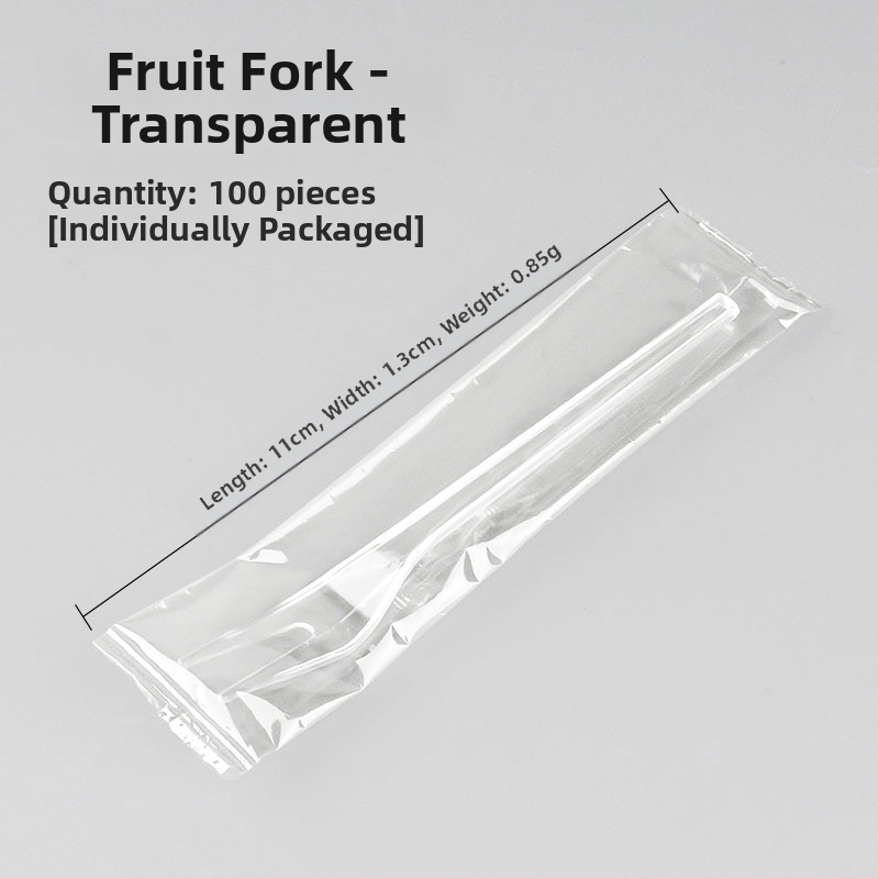 Furculiță de fructe de unică folosință, cu două dinți, stil occidental, din plastic, prietenoasă cu copiii, design modern minimalist.