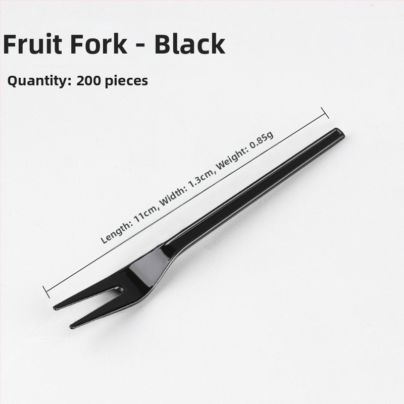 Furculiță de fructe de unică folosință, cu două dinți, stil occidental, din plastic, prietenoasă cu copiii, design modern minimalist.