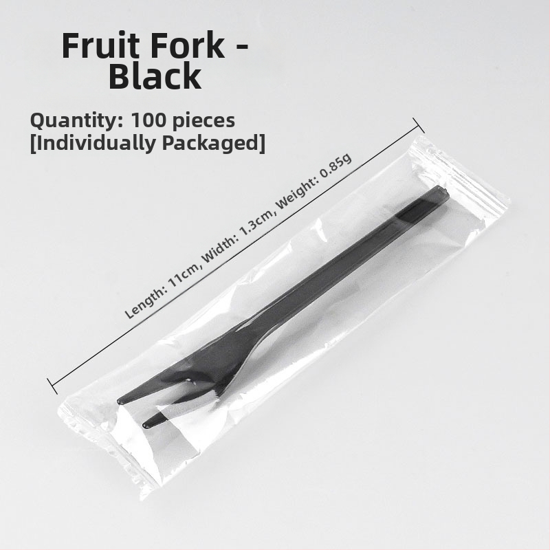 Furculiță de fructe de unică folosință, cu două dinți, stil occidental, din plastic, prietenoasă cu copiii, design modern minimalist.