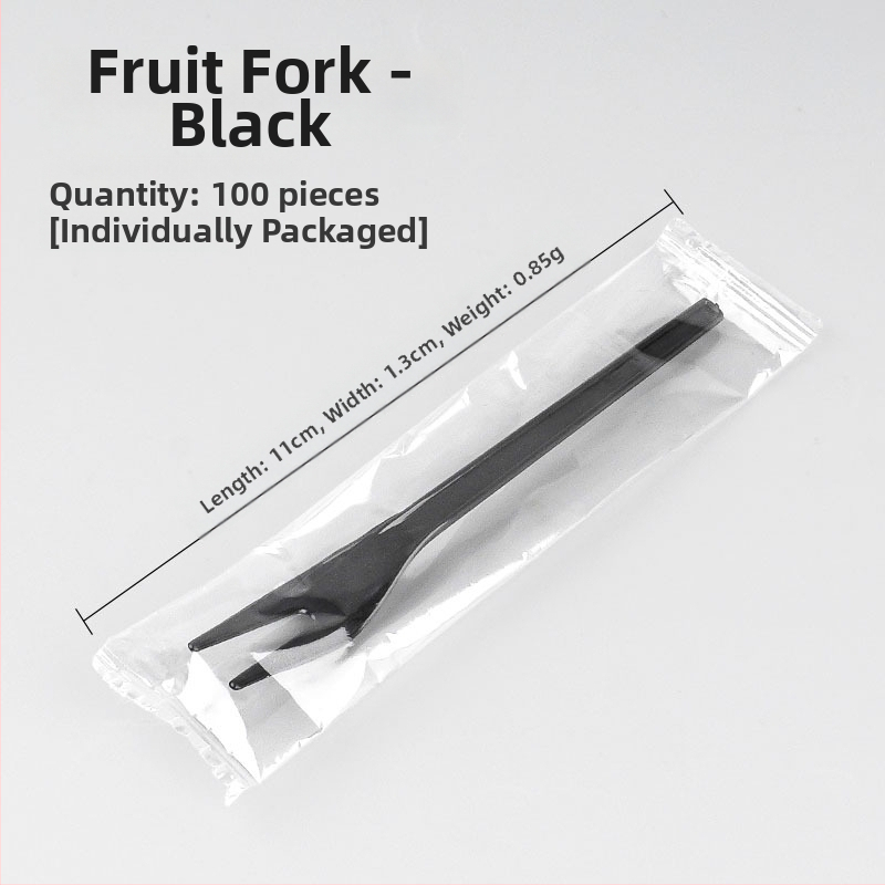 Furculiță de fructe de unică folosință, cu două dinți, stil occidental, din plastic, prietenoasă cu copiii, design modern minimalist.