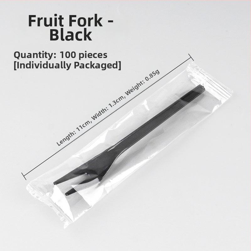 Furculiță de fructe de unică folosință, cu două dinți, stil occidental, din plastic, prietenoasă cu copiii, design modern minimalist.