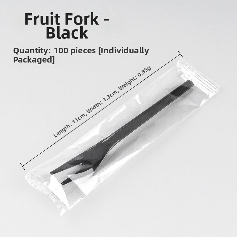 Furculiță de fructe de unică folosință, cu două dinți, stil occidental, din plastic, prietenoasă cu copiii, design modern minimalist.