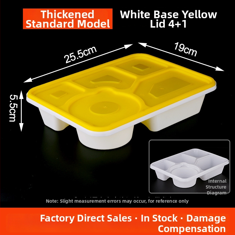 Cutie de prânz de unică folosință cu compartimente multiple (3/4/5), material PP, imprimare logo și personalizare disponibile, nu este compatibilă cu microundele.