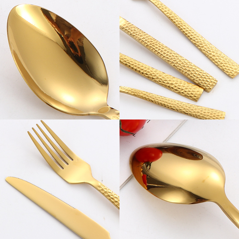 Σετ μαχαιροπίρουνα από ανοξείδωτο ατσάλι, σε σκανδιναβικό και δυτικό στυλ, με παχυσμένη τετράγωνη λαβή, 410 ανοξείδωτο ατσάλι, καθρέπτης φινίρισμα, περιλαμβάνει μαχαίρι μπριζόλας, μαχαίρι τραπεζιού, πιρούνι, κουτάλι τραπεζιού και κουταλάκι τσαγιού