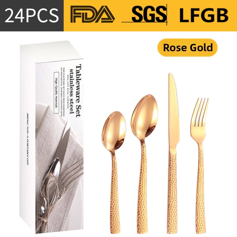 Σετ μαχαιροπίρουνα από ανοξείδωτο ατσάλι, σε σκανδιναβικό και δυτικό στυλ, με παχυσμένη τετράγωνη λαβή, 410 ανοξείδωτο ατσάλι, καθρέπτης φινίρισμα, περιλαμβάνει μαχαίρι μπριζόλας, μαχαίρι τραπεζιού, πιρούνι, κουτάλι τραπεζιού και κουταλάκι τσαγιού