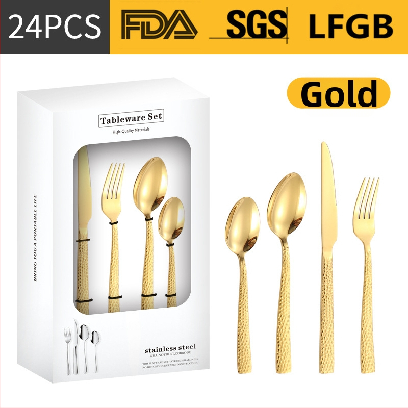 Σετ μαχαιροπίρουνα από ανοξείδωτο ατσάλι, σε σκανδιναβικό και δυτικό στυλ, με παχυσμένη τετράγωνη λαβή, 410 ανοξείδωτο ατσάλι, καθρέπτης φινίρισμα, περιλαμβάνει μαχαίρι μπριζόλας, μαχαίρι τραπεζιού, πιρούνι, κουτάλι τραπεζιού και κουταλάκι τσαγιού