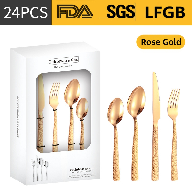 Σετ μαχαιροπίρουνα από ανοξείδωτο ατσάλι, σε σκανδιναβικό και δυτικό στυλ, με παχυσμένη τετράγωνη λαβή, 410 ανοξείδωτο ατσάλι, καθρέπτης φινίρισμα, περιλαμβάνει μαχαίρι μπριζόλας, μαχαίρι τραπεζιού, πιρούνι, κουτάλι τραπεζιού και κουταλάκι τσαγιού