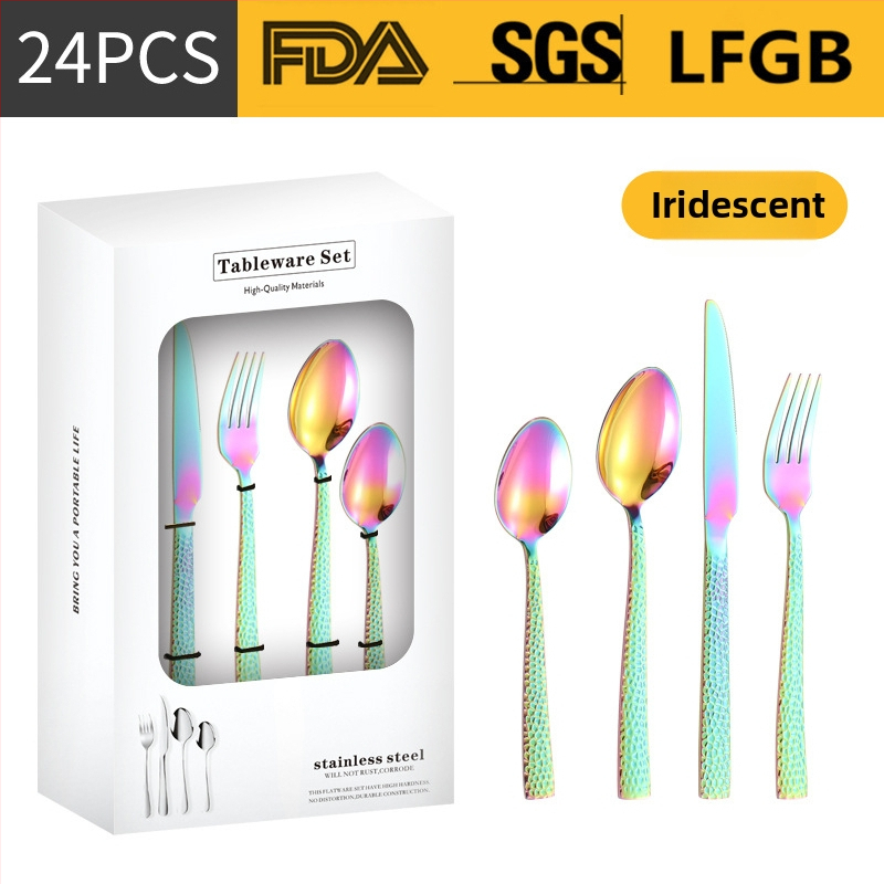 Σετ μαχαιροπίρουνα από ανοξείδωτο ατσάλι, σε σκανδιναβικό και δυτικό στυλ, με παχυσμένη τετράγωνη λαβή, 410 ανοξείδωτο ατσάλι, καθρέπτης φινίρισμα, περιλαμβάνει μαχαίρι μπριζόλας, μαχαίρι τραπεζιού, πιρούνι, κουτάλι τραπεζιού και κουταλάκι τσαγιού