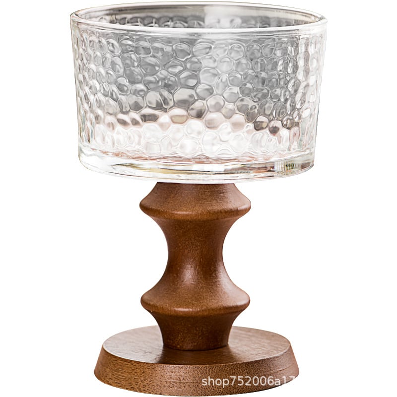 Pahar de sticlă pentru desert, stil franțuzesc retro, formă rotundă, model solid, suprafață electroplacată