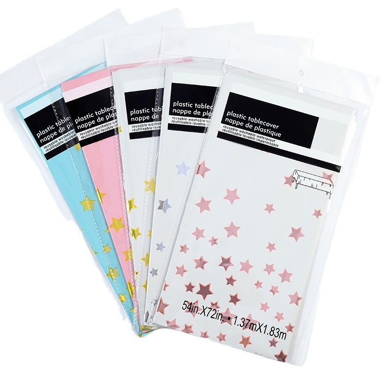 Față de masă de unică folosință din PE, dreptunghiulară, model uniform, personalizare disponibilă