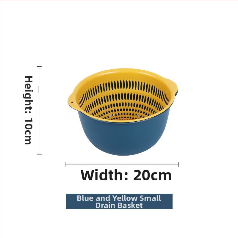 Двоен слой кош за измиване на зеленчуци и отцеждане – шестчастов комплект, пластмасов кош за зеленчуци, скандинавски стил, номер на продукта F777W8NGNWU5GW