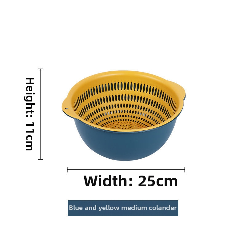 Двоен слой кош за измиване на зеленчуци и отцеждане – шестчастов комплект, пластмасов кош за зеленчуци, скандинавски стил, номер на продукта F777W8NGNWU5GW