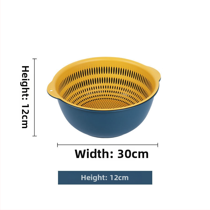 Двоен слой кош за измиване на зеленчуци и отцеждане – шестчастов комплект, пластмасов кош за зеленчуци, скандинавски стил, номер на продукта F777W8NGNWU5GW