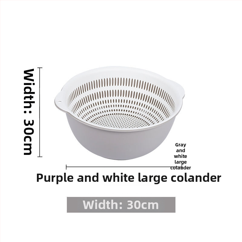 Двоен слой кош за измиване на зеленчуци и отцеждане – шестчастов комплект, пластмасов кош за зеленчуци, скандинавски стил, номер на продукта F777W8NGNWU5GW