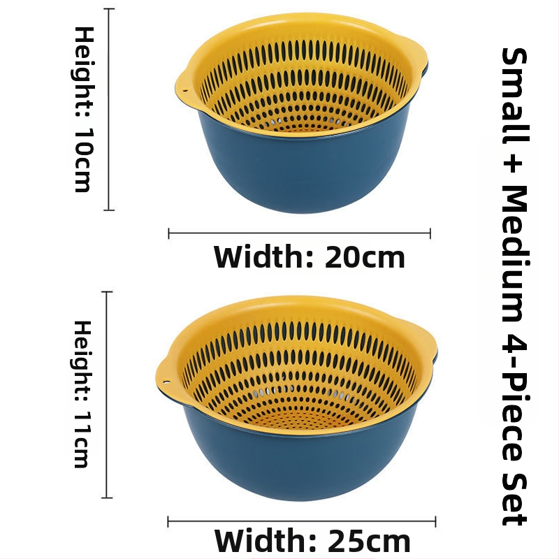 Двоен слой кош за измиване на зеленчуци и отцеждане – шестчастов комплект, пластмасов кош за зеленчуци, скандинавски стил, номер на продукта F777W8NGNWU5GW