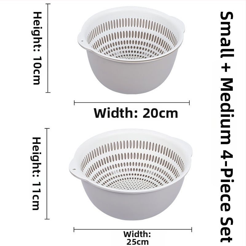 Двоен слой кош за измиване на зеленчуци и отцеждане – шестчастов комплект, пластмасов кош за зеленчуци, скандинавски стил, номер на продукта F777W8NGNWU5GW