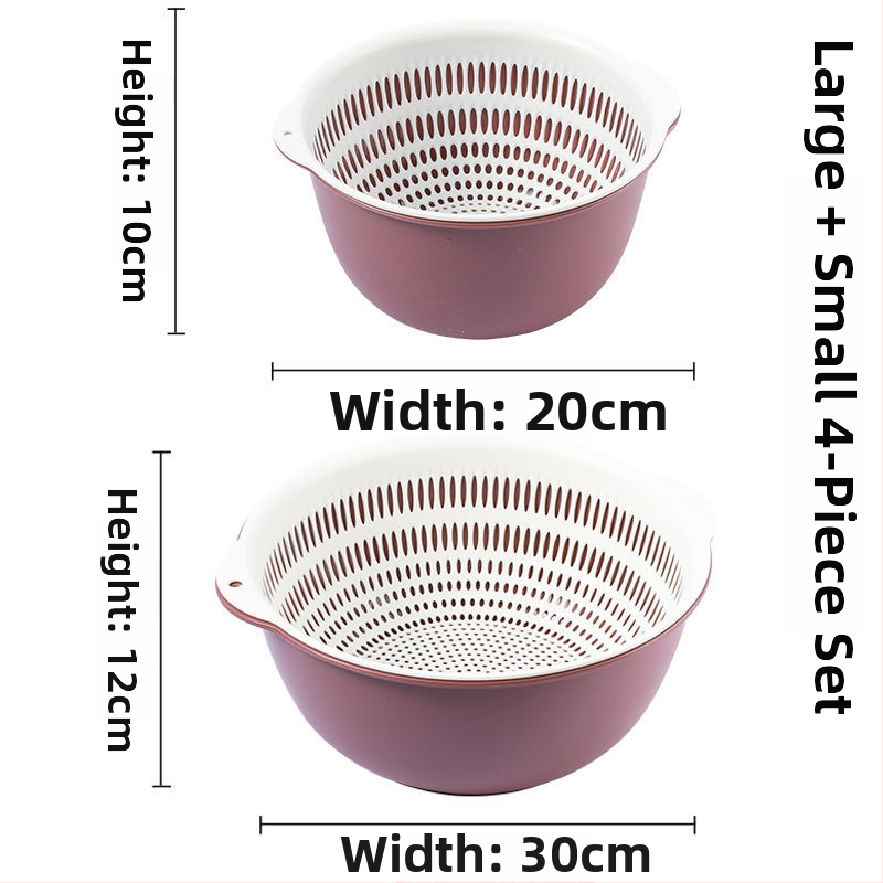 Двоен слой кош за измиване на зеленчуци и отцеждане – шестчастов комплект, пластмасов кош за зеленчуци, скандинавски стил, номер на продукта F777W8NGNWU5GW