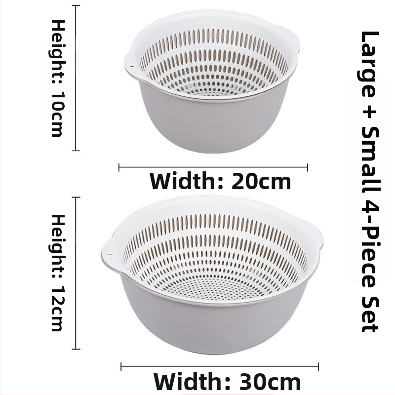 Двоен слой кош за измиване на зеленчуци и отцеждане – шестчастов комплект, пластмасов кош за зеленчуци, скандинавски стил, номер на продукта F777W8NGNWU5GW