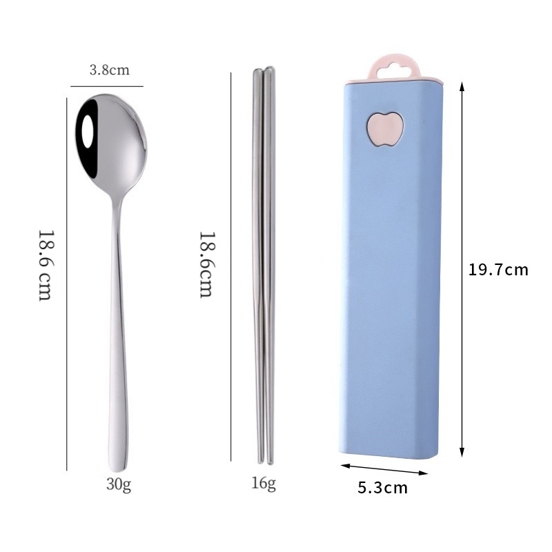 Φορητό σετ από ανοξείδωτο ατσάλι 304 σε κορεατικό στυλ: κουτάλι, πιρούνι και ξυλάκια φαγητού, τριών μερών για εξωτερική χρήση