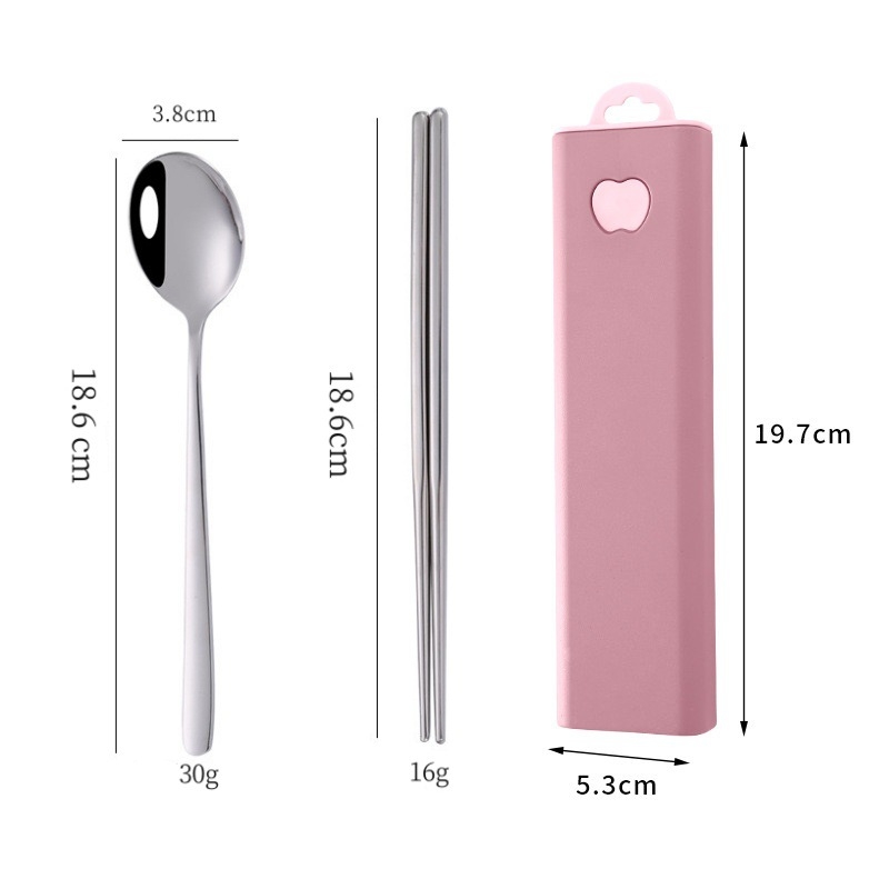 Φορητό σετ από ανοξείδωτο ατσάλι 304 σε κορεατικό στυλ: κουτάλι, πιρούνι και ξυλάκια φαγητού, τριών μερών για εξωτερική χρήση