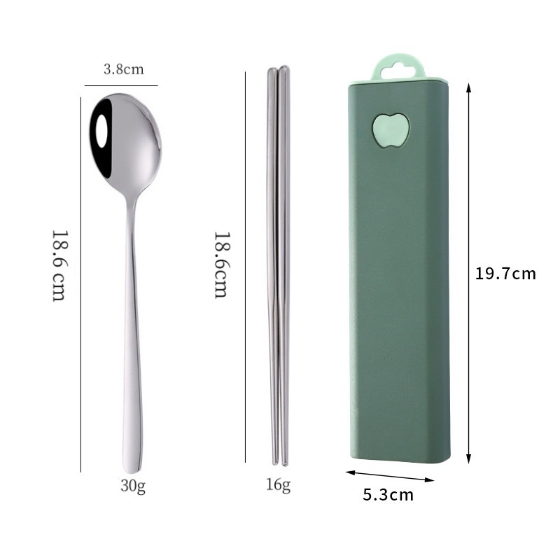 Φορητό σετ από ανοξείδωτο ατσάλι 304 σε κορεατικό στυλ: κουτάλι, πιρούνι και ξυλάκια φαγητού, τριών μερών για εξωτερική χρήση