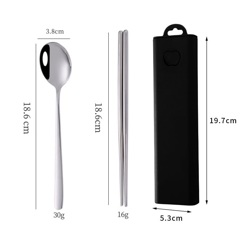 Φορητό σετ από ανοξείδωτο ατσάλι 304 σε κορεατικό στυλ: κουτάλι, πιρούνι και ξυλάκια φαγητού, τριών μερών για εξωτερική χρήση