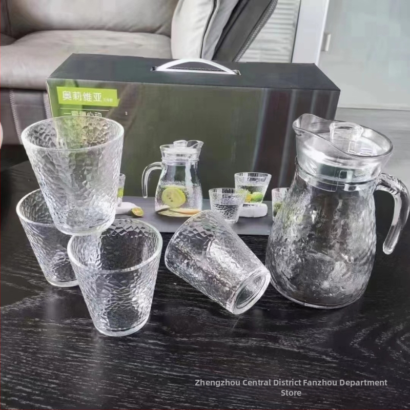 Päťdielny sklenený set na vodu, Nine days, sklo sodá-lítiové, moderný minimalistický štýl, vhodný ako firemný a propagačný darček