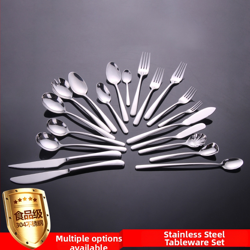 Комплект прибори от неръждаема стомана: нож, вилка и лъжица; нож 420 стомана; лъжица и вилка 304; огледално полирани; възможност за персонализирано лого