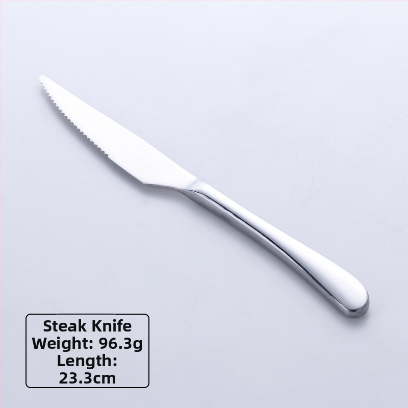 Σετ μαχαιροπήρουνα από ανοξείδωτο ατσάλι: μαχαίρι, πιρούνι και κουτάλι; λεπίδα μαχαιριού 420, κουτάλι και πιρούνι 304; καθρέφτης φινίρισμα; δυνατότητα λογότυπου