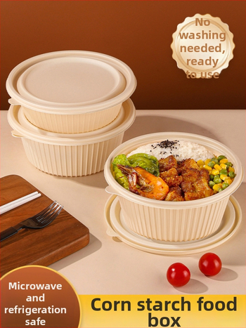20 de seturi cutii de prânz de unică folosință din amidon de porumb cu capace, compatibile cu microunde, de calitate alimentară