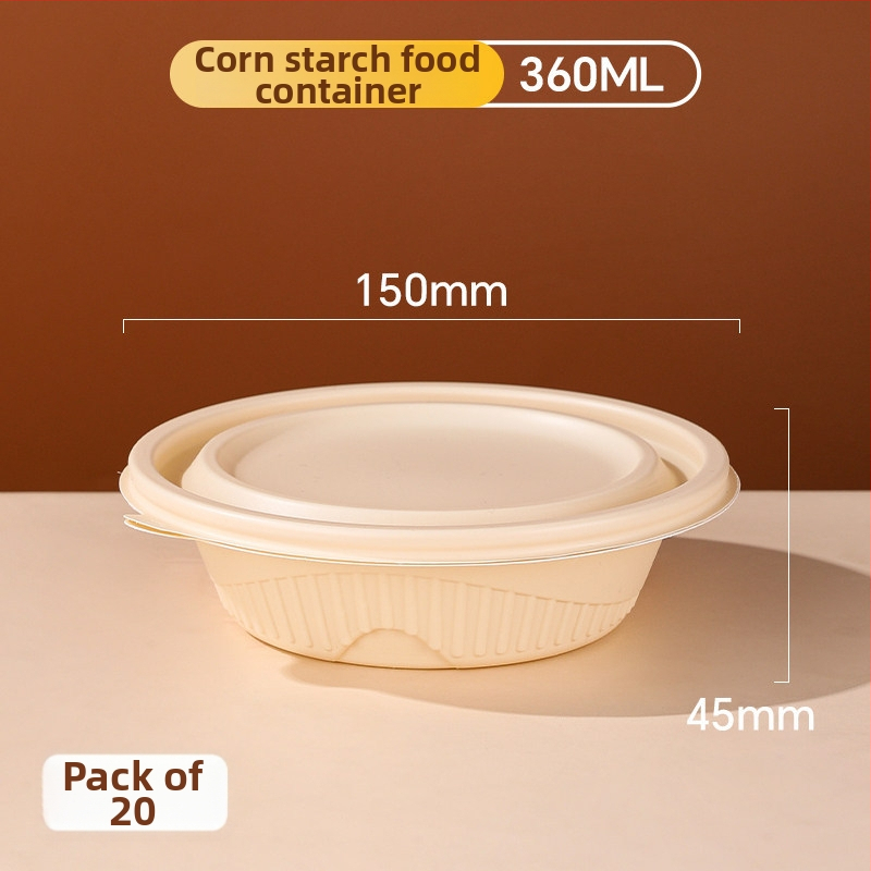 20 de seturi cutii de prânz de unică folosință din amidon de porumb cu capace, compatibile cu microunde, de calitate alimentară
