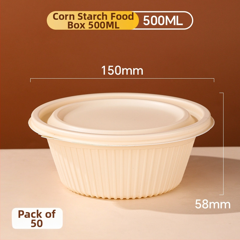 20 de seturi cutii de prânz de unică folosință din amidon de porumb cu capace, compatibile cu microunde, de calitate alimentară