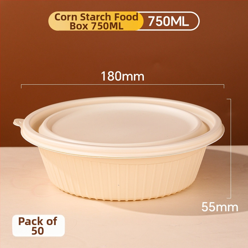 20 de seturi cutii de prânz de unică folosință din amidon de porumb cu capace, compatibile cu microunde, de calitate alimentară