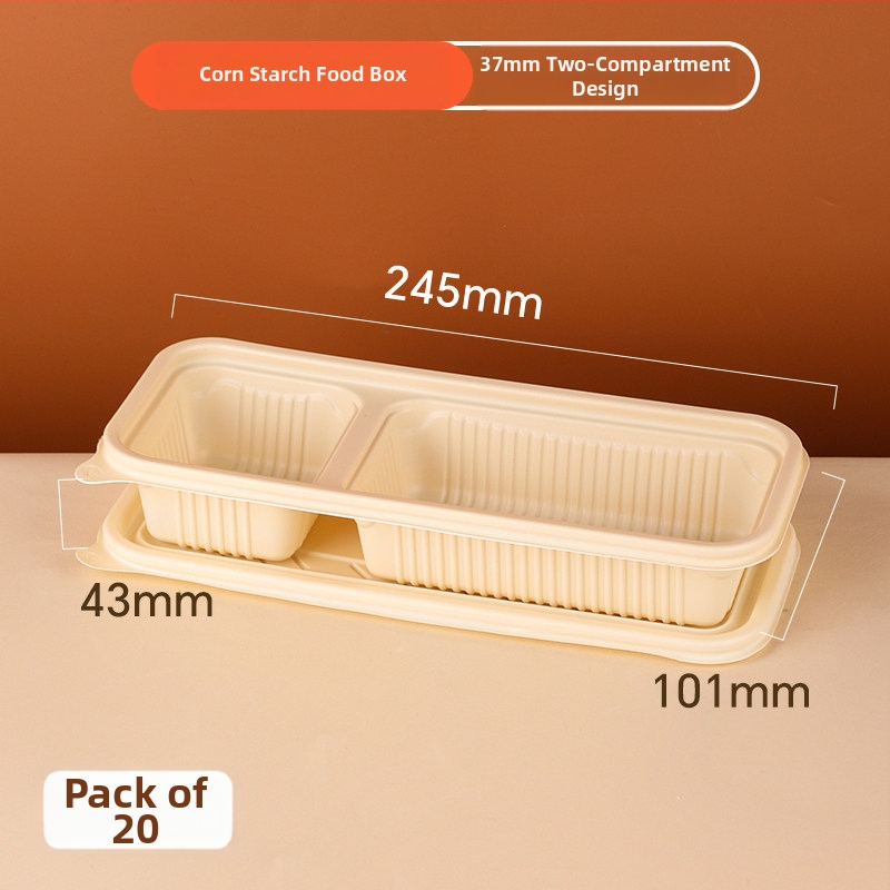 20 de seturi cutii de prânz de unică folosință din amidon de porumb cu capace, compatibile cu microunde, de calitate alimentară