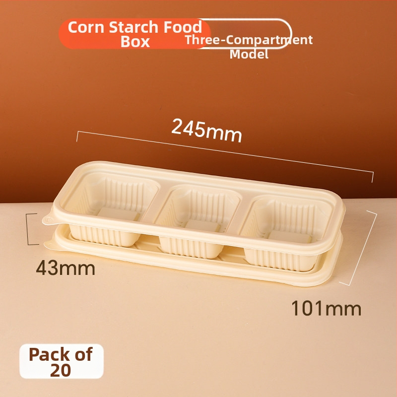 20 de seturi cutii de prânz de unică folosință din amidon de porumb cu capace, compatibile cu microunde, de calitate alimentară
