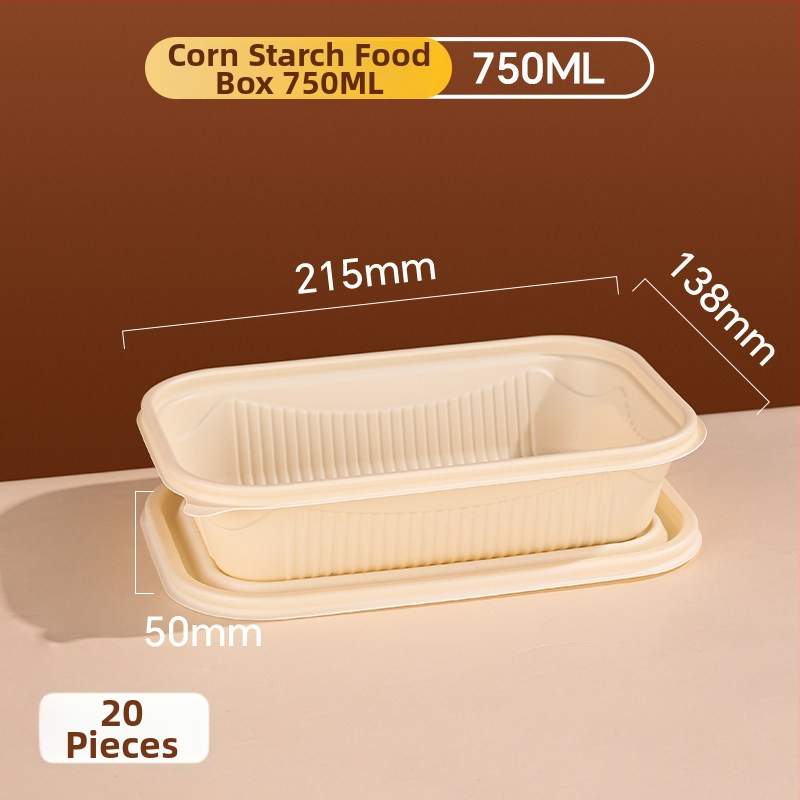 20 de seturi cutii de prânz de unică folosință din amidon de porumb cu capace, compatibile cu microunde, de calitate alimentară