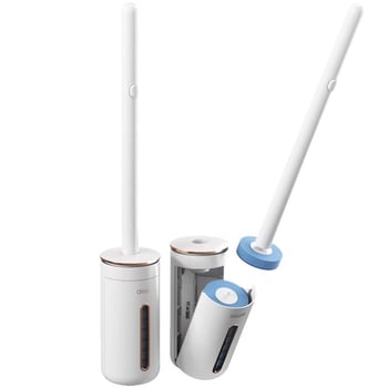 Egyszer használatos vécé-kefe otthoni használatra, falra szerelhető, cserélhető kefével, Ascor/Aishike márka, műanyag, könnyed luxus stílus