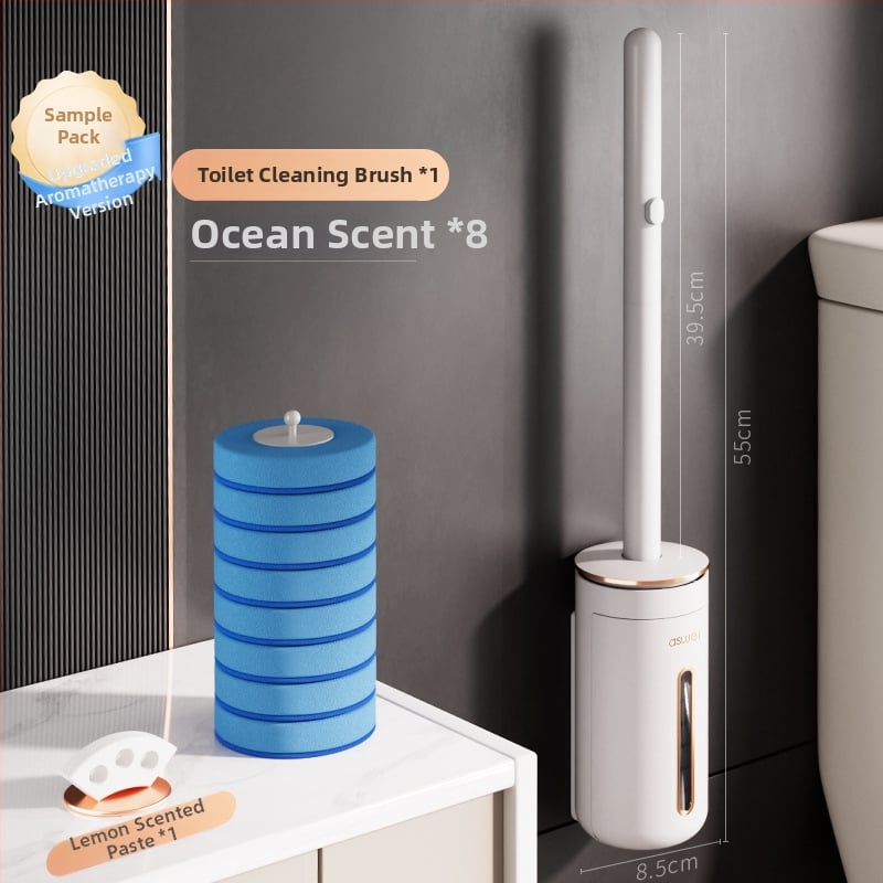 Egyszer használatos vécé-kefe otthoni használatra, falra szerelhető, cserélhető kefével, Ascor/Aishike márka, műanyag, könnyed luxus stílus