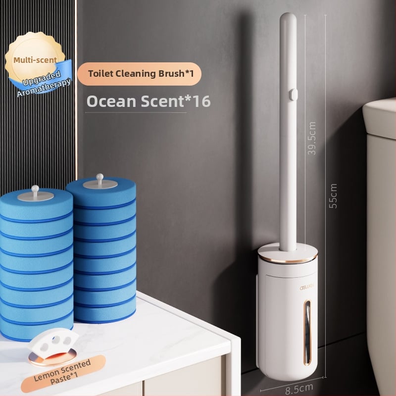 Egyszer használatos vécé-kefe otthoni használatra, falra szerelhető, cserélhető kefével, Ascor/Aishike márka, műanyag, könnyed luxus stílus