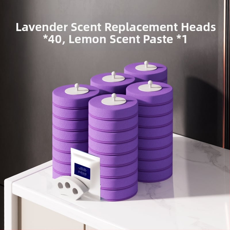 Egyszer használatos vécé-kefe otthoni használatra, falra szerelhető, cserélhető kefével, Ascor/Aishike márka, műanyag, könnyed luxus stílus