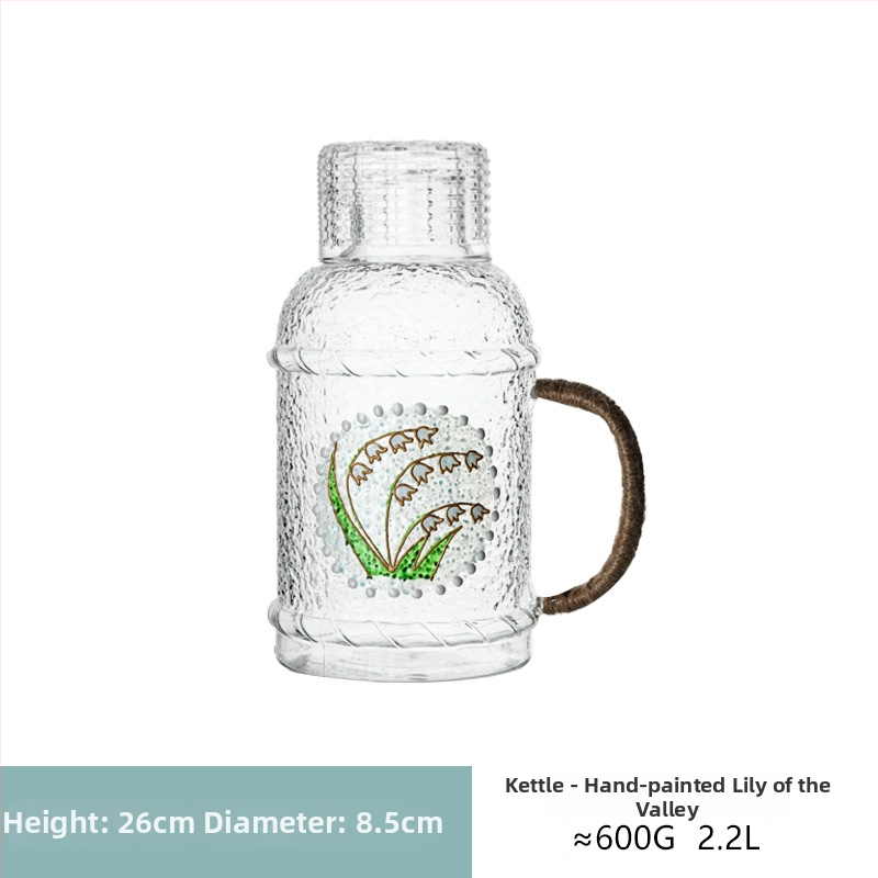 Γυάλινο σετ μπουκαλιού νερού και τσαγιέρα με κύπελλα, θερμοανθεκτικό, μεγάλης χωρητικότητας