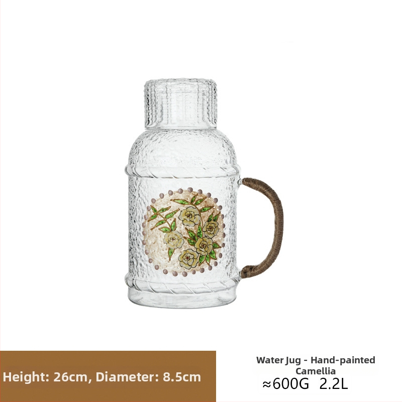 Γυάλινο σετ μπουκαλιού νερού και τσαγιέρα με κύπελλα, θερμοανθεκτικό, μεγάλης χωρητικότητας