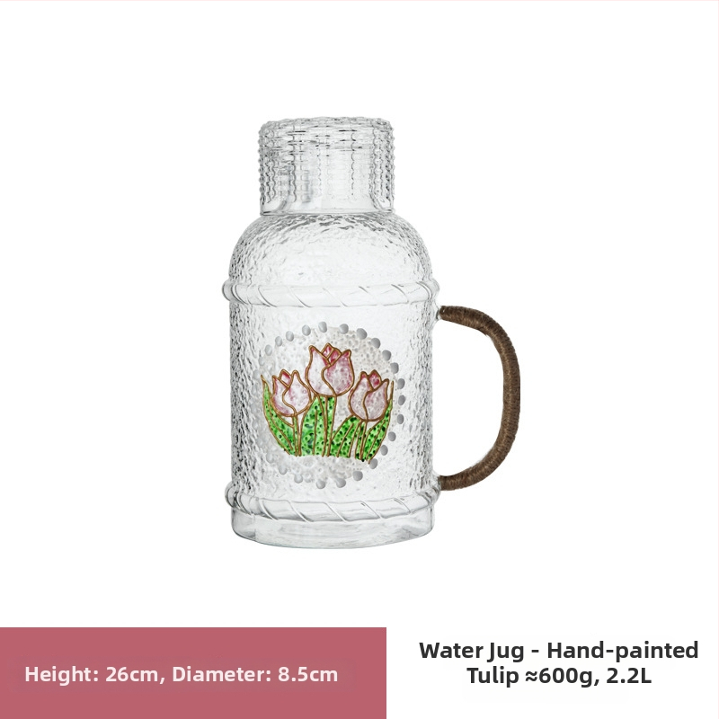 Γυάλινο σετ μπουκαλιού νερού και τσαγιέρα με κύπελλα, θερμοανθεκτικό, μεγάλης χωρητικότητας