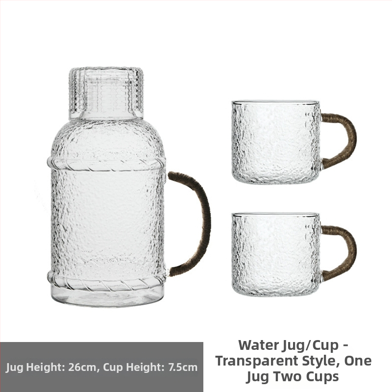 Γυάλινο σετ μπουκαλιού νερού και τσαγιέρα με κύπελλα, θερμοανθεκτικό, μεγάλης χωρητικότητας