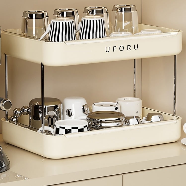 Държач за чаши и настолен органайзер с двойно ниво поднос за отцеждане – модел 985, артикул F977JSM97T5HTM, стил: универсален, материал: коприна