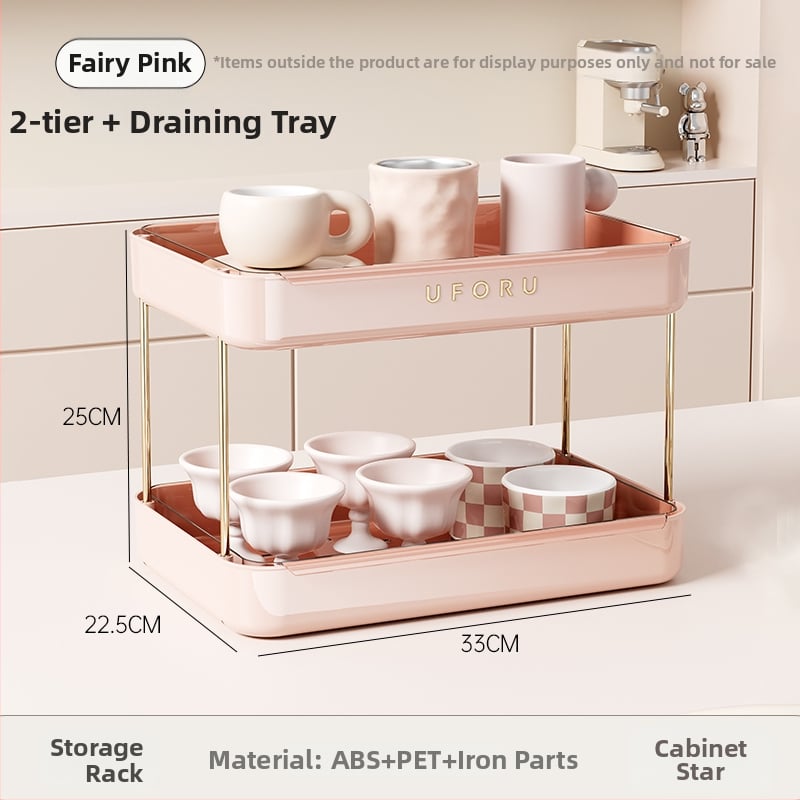 Държач за чаши и настолен органайзер с двойно ниво поднос за отцеждане – модел 985, артикул F977JSM97T5HTM, стил: универсален, материал: коприна