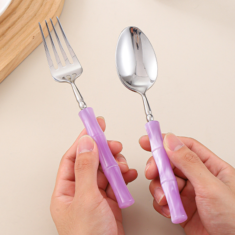 Σετ μαχαιροπίρουνα από ακρυλικό μπαμπού, 304 ανοξείδωτος χάλυβας, λείανση με νερό, δημιουργικό στυλ, δυνατότητα εξατομίκευσης